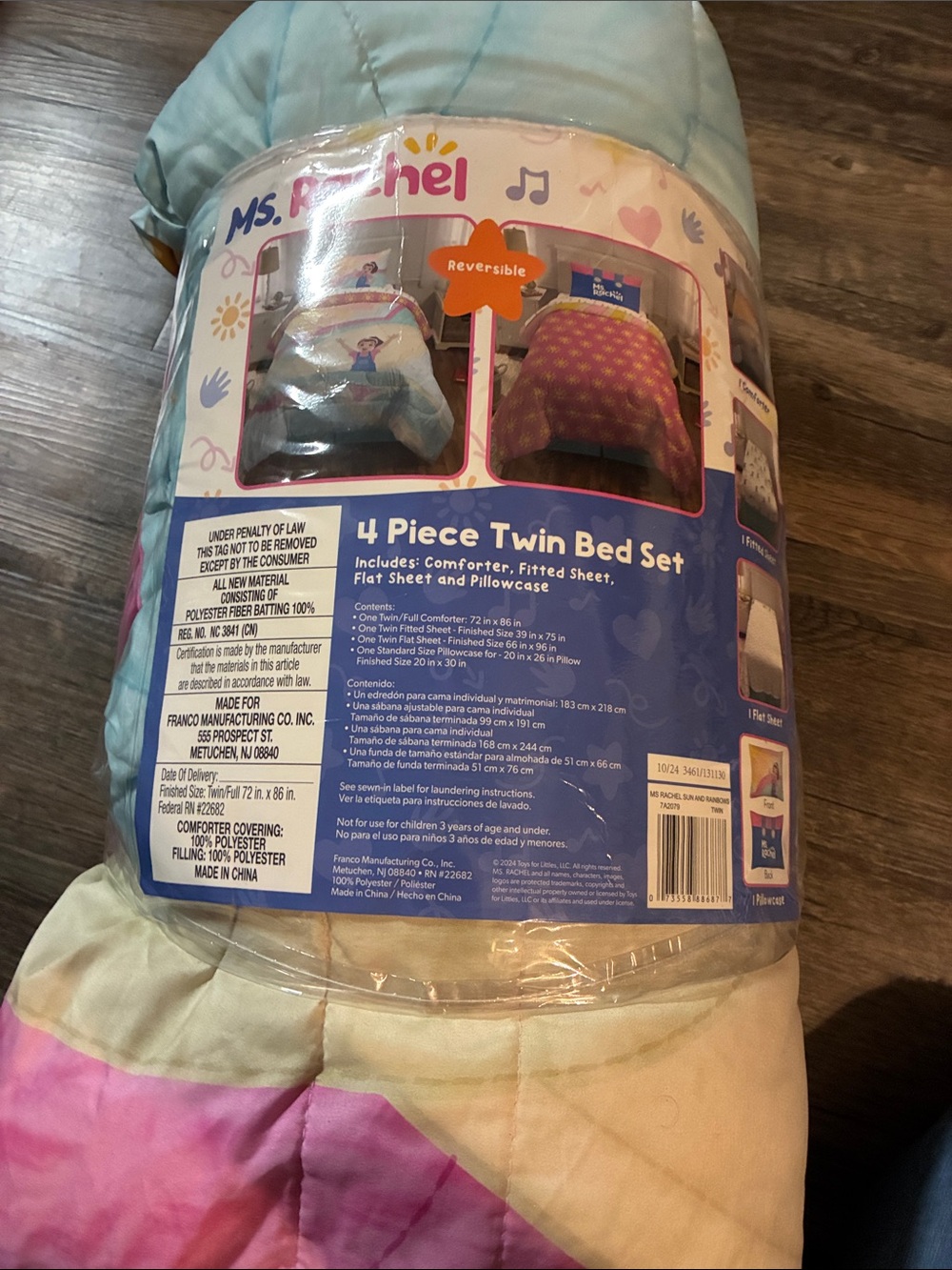 Rachel Reversible Twin Comforter Set - Pink and Teal